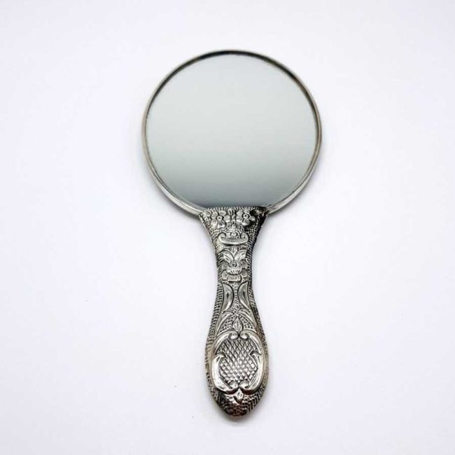 Daisy Pattern Silver Hand Mirror No. 3 - 2