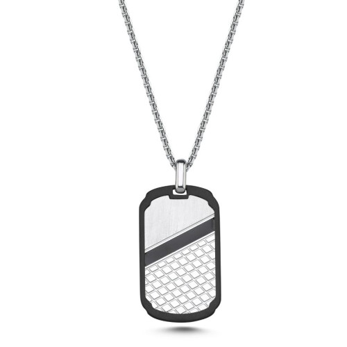 Checkerboard Patterned Steel Men's Necklace - 1