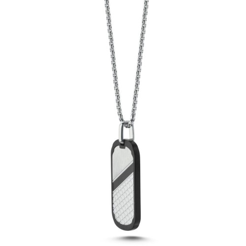 Checkerboard Patterned Steel Men's Necklace - 2