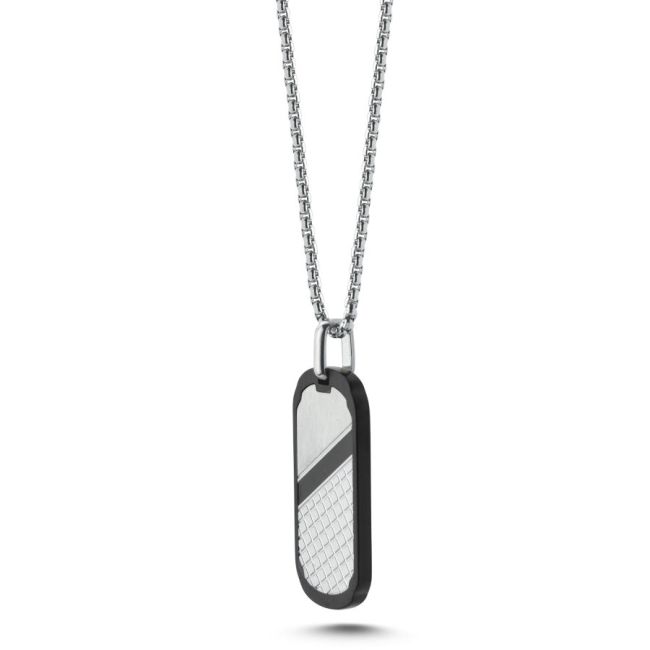 Checkerboard Patterned Steel Men's Necklace - 2