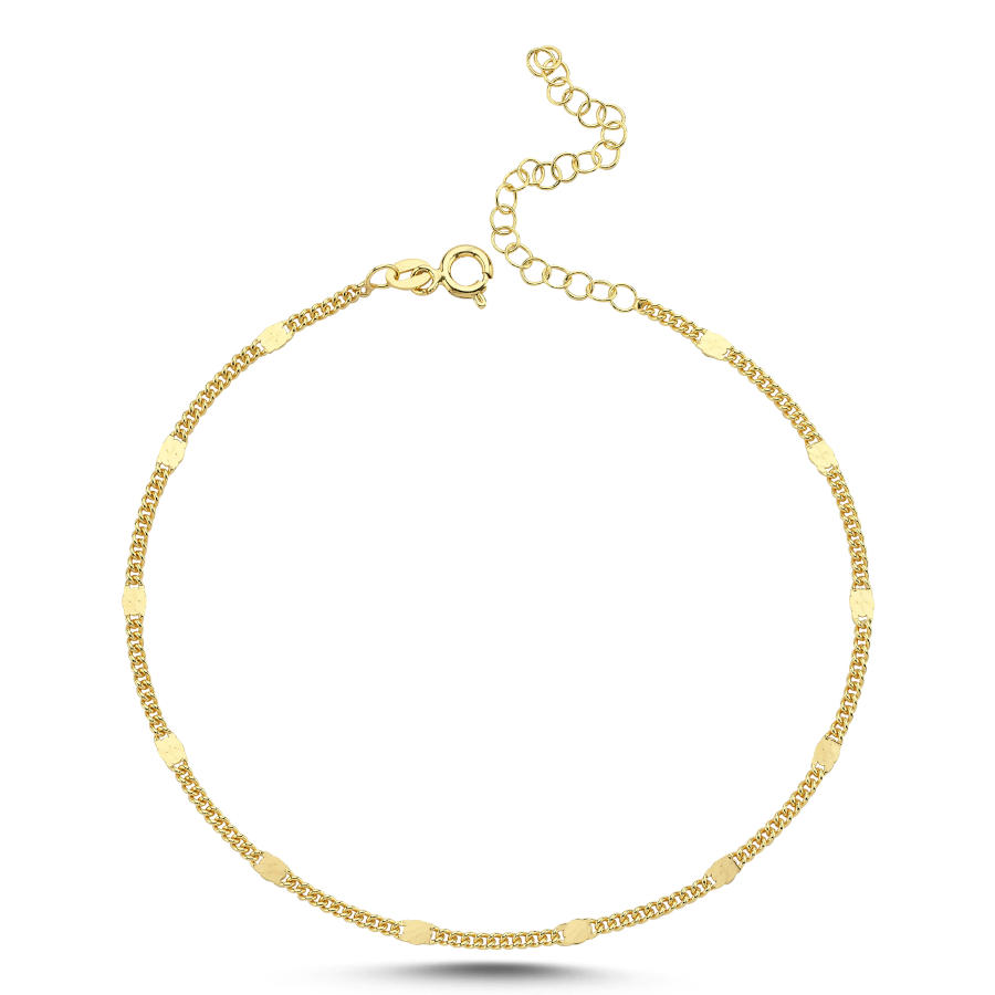 Damalı Gurmet Zincir Gold Gümüş Halhal - CNG Jewels