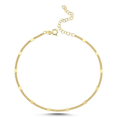 Checkered Gurmet Chain Gold Silver Anklet - CNG Jewels