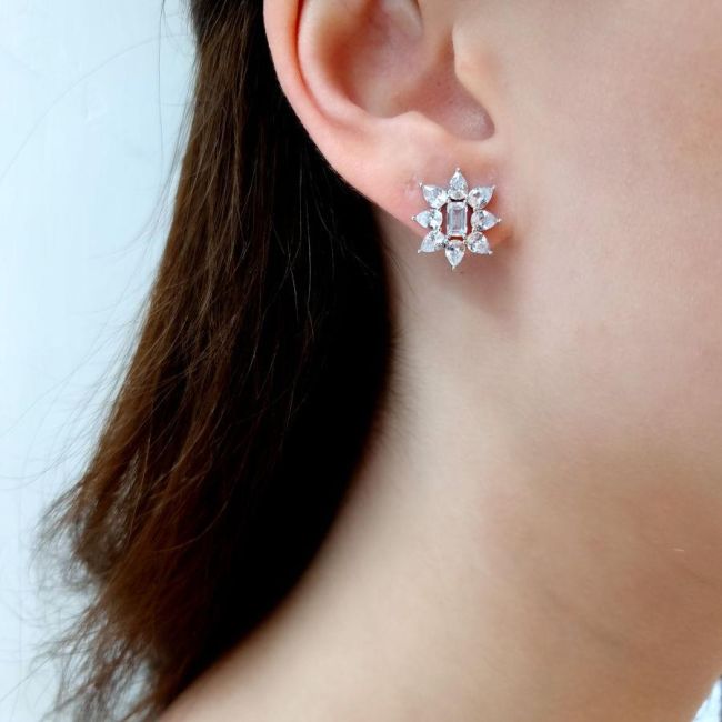 Drop Baguette North Star Silver Women's Earrings - 2