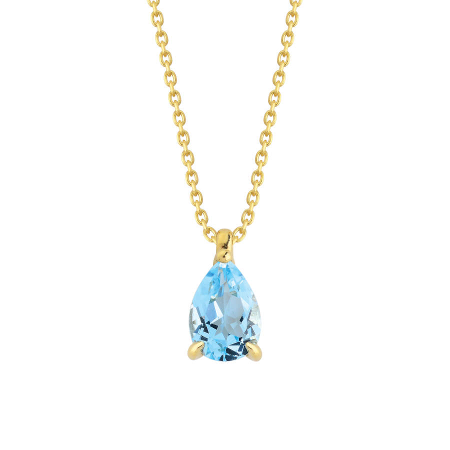 Drop Blue Topaz Gold Necklace - CNG Jewels