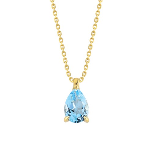 Drop Blue Topaz Gold Necklace - 1