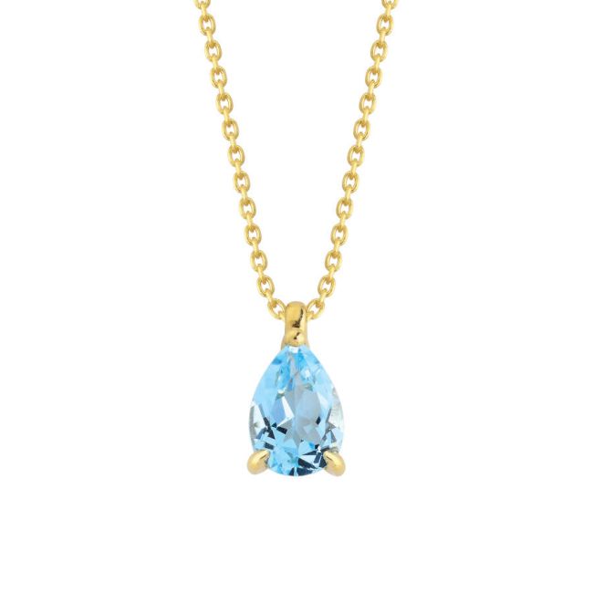 Drop Blue Topaz Gold Necklace - 1