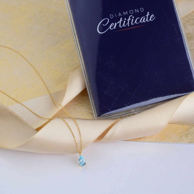 Drop Blue Topaz Gold Necklace - 3