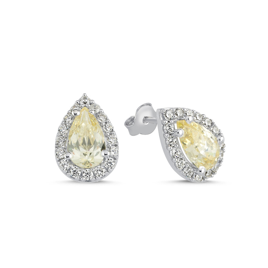 Drop Fancy Yellow Stone Silver Women's Earrings - CNG Jewels