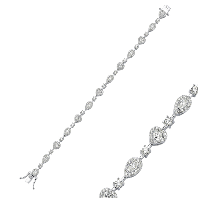 Drop Heart Light Flood Waterway Silver Bracelet - 1