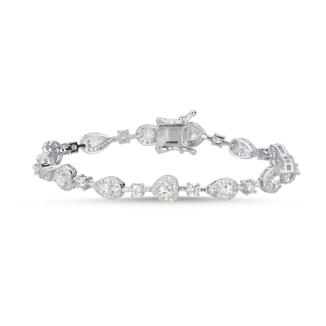 Drop Heart Light Flood Waterway Silver Bracelet - 2