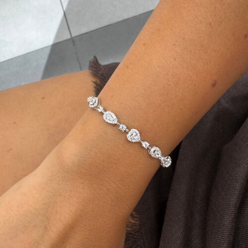 Drop Heart Light Flood Waterway Silver Bracelet - 3