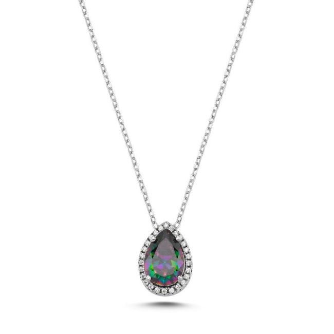 Drop Mystic Topaz Silver Women's Necklace - 1