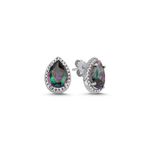 Drop Mystic Topaz Silver Women's Earrings - 1