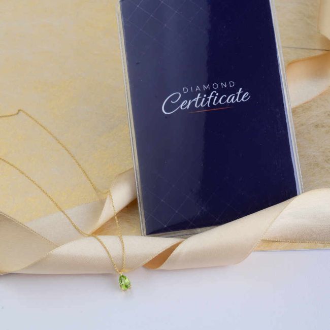 Drop Peridot Stone Gold Necklace - 3