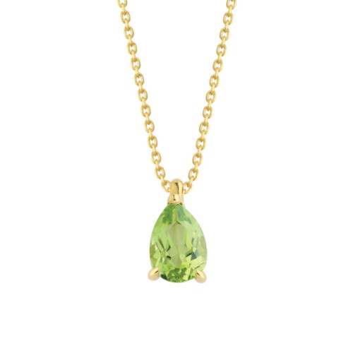 Drop Peridot Stone Gold Necklace - 1