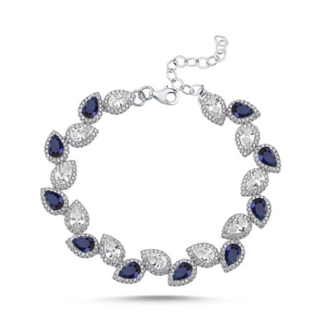 Drop Sapphire Women's Silver Waterway Bracelet - 3