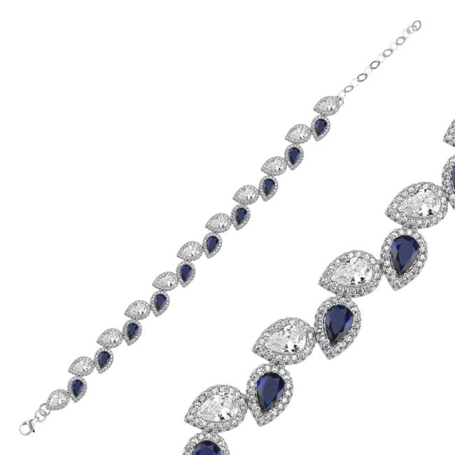 Drop Sapphire Women's Silver Waterway Bracelet - 1
