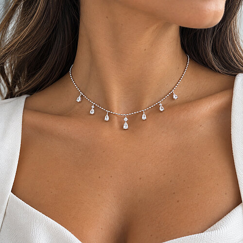  Damla Taşlı Choker Gümüş Kolye - CNG Jewels (1)
