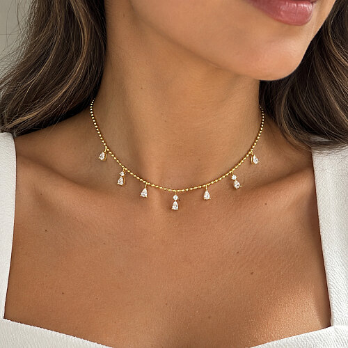  Damla Taşlı Gold Choker Gümüş Kolye - CNG Jewels (1)