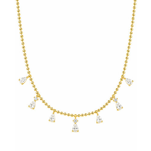  Damla Taşlı Gold Choker Gümüş Kolye - CNG Jewels