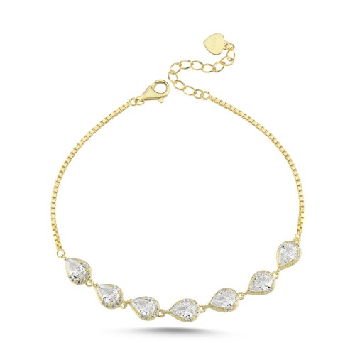 Drop Stone Gold Women's Silver Bracelet - 2
