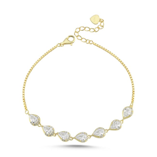 Drop Stone Gold Women's Silver Bracelet - 2