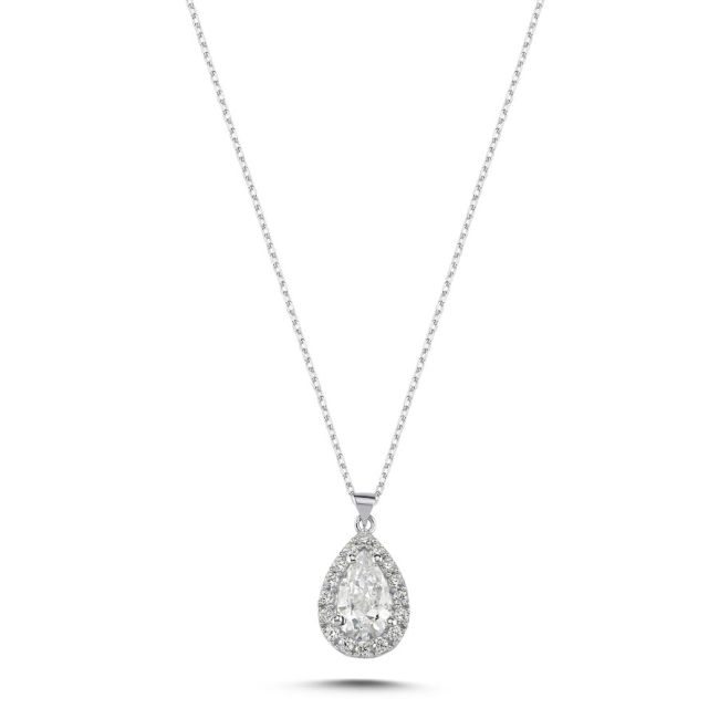 Drop Stone Silver Women's Necklace - 1