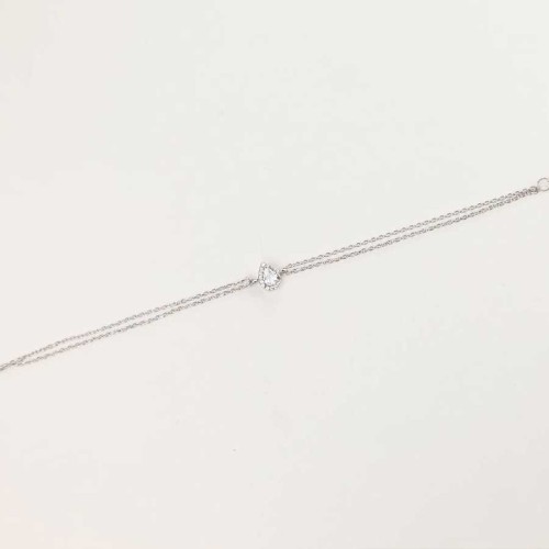 Diamond Model Drop Solitaire Anturage Silver Women's Bracelet - 2