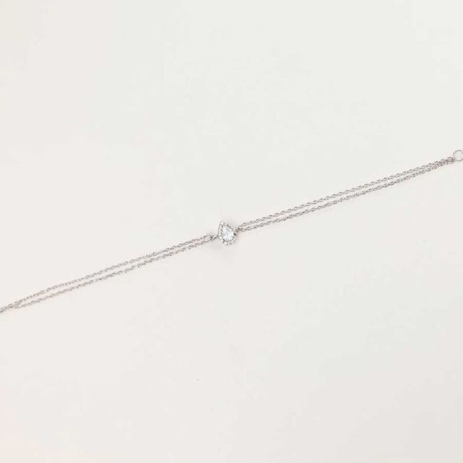 Diamond Model Drop Solitaire Anturage Silver Women's Bracelet - 2