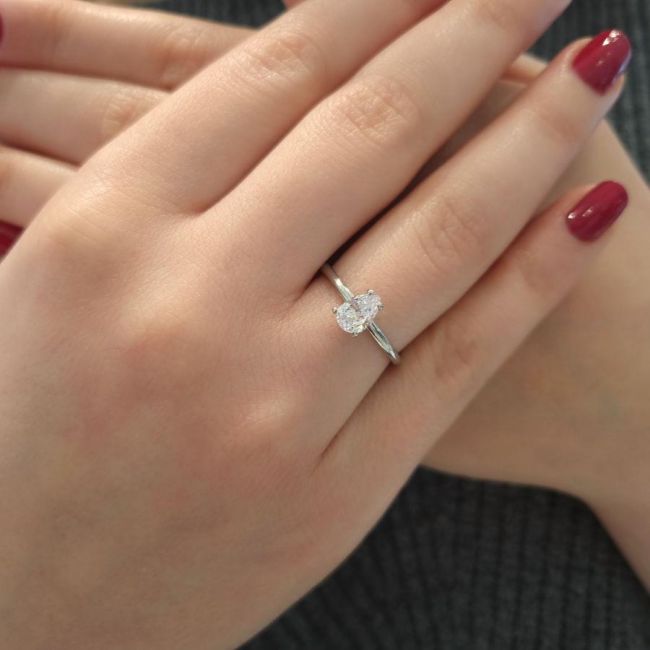 Drop Solitaire Silver Women's Ring - 1