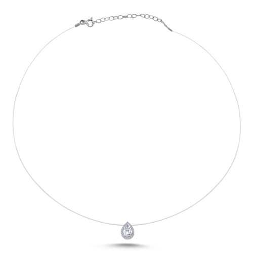 Drop Solitaire Ghost Chain Silver Necklace - 2
