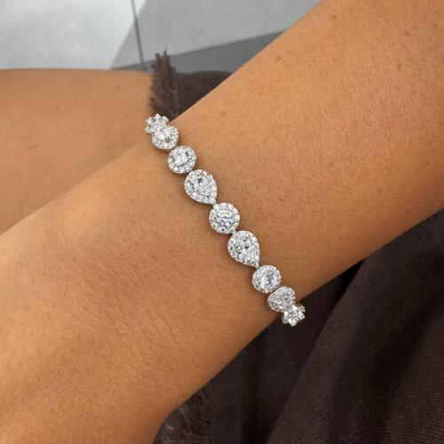 Drop Round Solitaire Waterway Silver Bracelet - CNG Jewels (1)