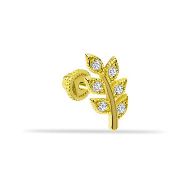 Defne Yaprağı Altın Helix Piercing - 1