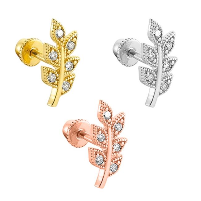Defne Yaprağı Altın Helix Piercing - 2