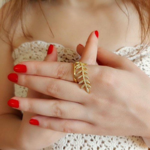 Bay Leaf Gold Silver Women's Ring - CNG Jewels (1)
