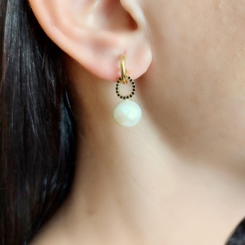 Design Nero Perla Earrings - Thumbnail