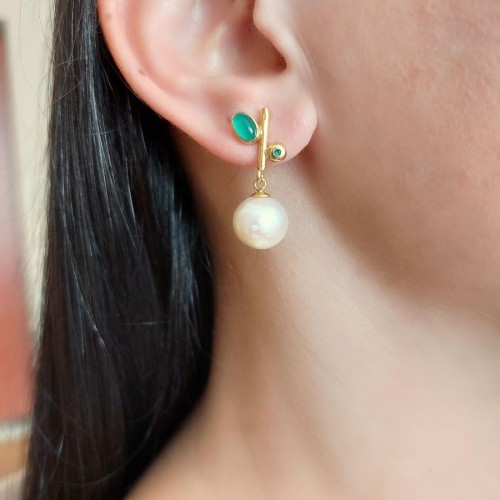 Design Perla Verde Earrings - Thumbnail