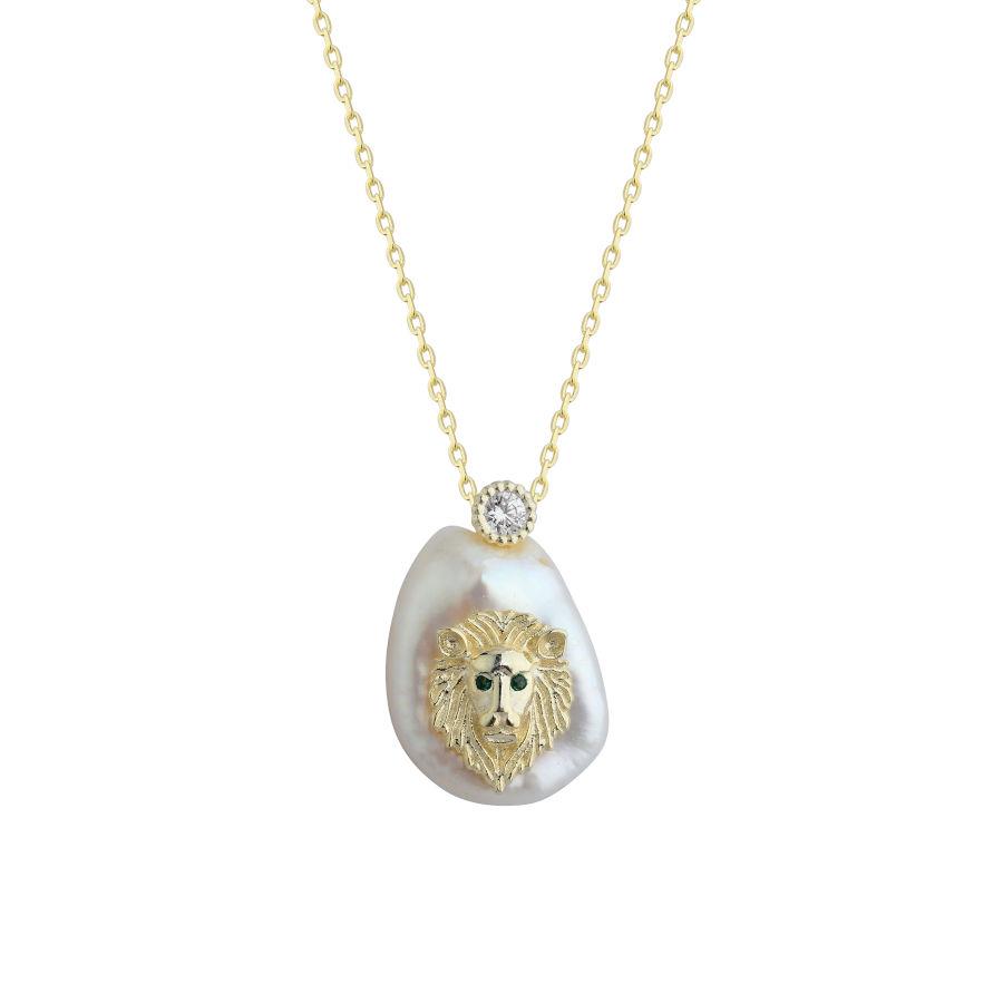Natural Pearl Lion Gold Silver Women's Necklace - CNG Jewels