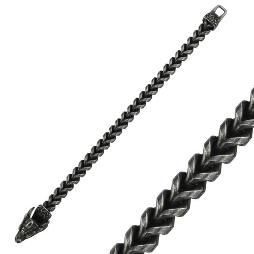 Dragon Head Cubic Gurmet Antique Men's Steel Bracelet - 2