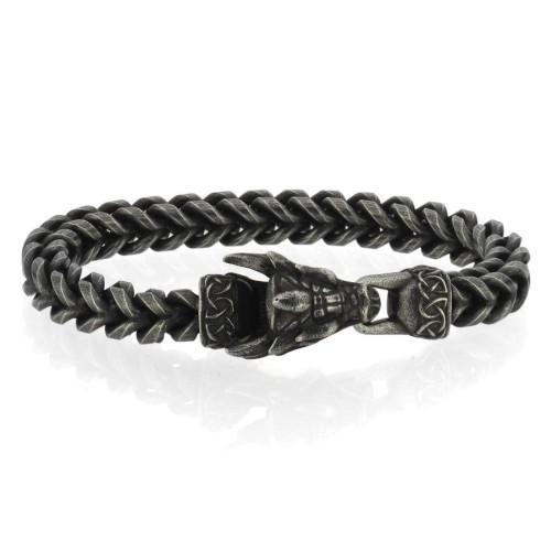 Dragon Head Cubic Gurmet Antique Men's Steel Bracelet - 3