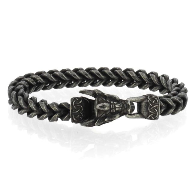 Dragon Head Cubic Gurmet Antique Men's Steel Bracelet - 3
