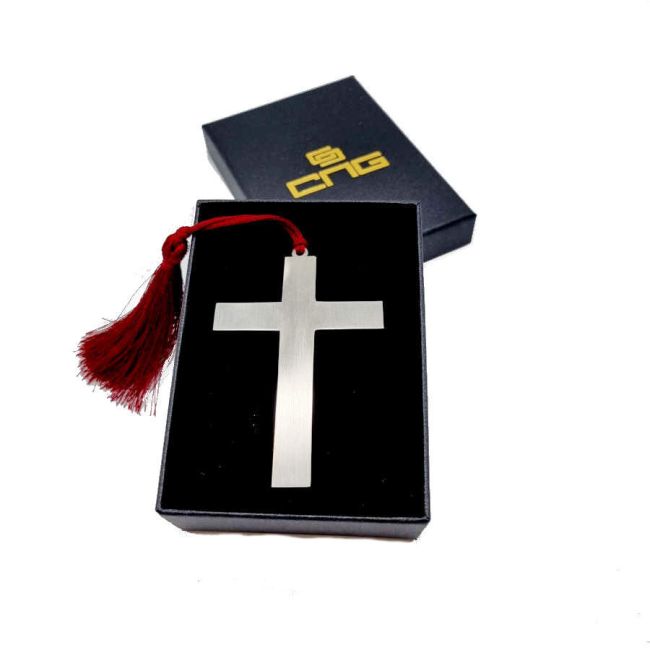 Handmade Cross Silver Bookmark - 1