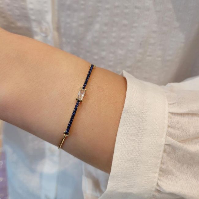 Elegant Baguette Blue Silver Women's Bracelet - 2