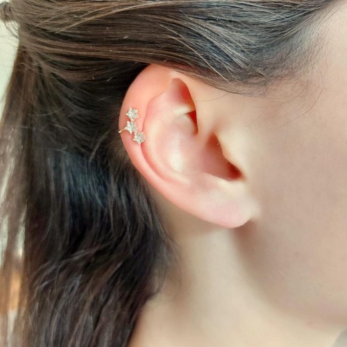 Estralla Stone Rose Cartilage Silver Women's Earrings - CNG Jewels