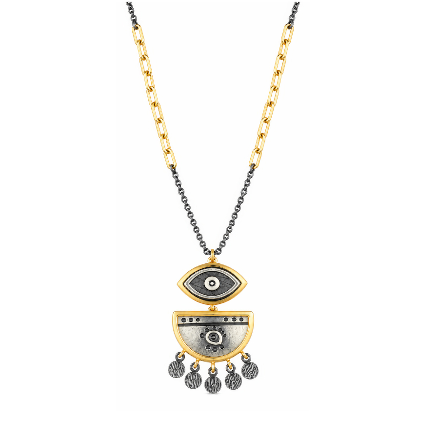 Etnik Nazar Boncuğu Göz Gümüş Kolye - CNG Jewels