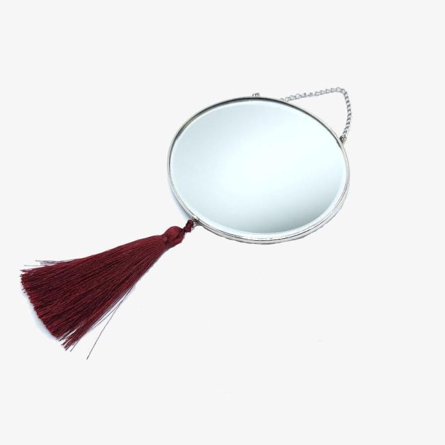 Large Silver Wall Mirror with Evil Eye Beads - 2