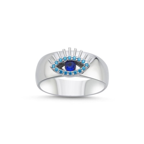 Eyelashed Eye Women's Silver Ring - 1