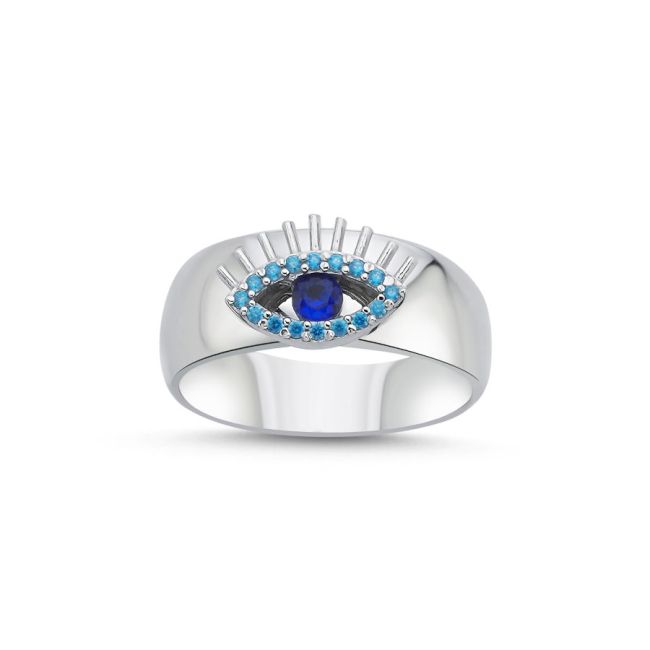 Eyelashed Eye Women's Silver Ring - 1