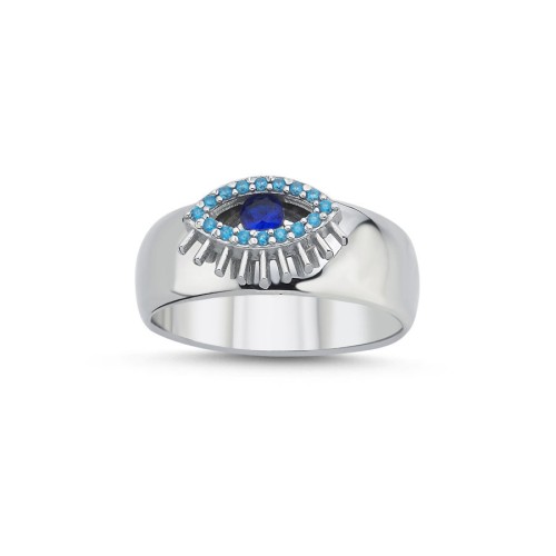 Eyelashed Eye Women's Silver Ring - 3