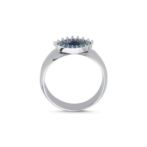 Eyelashed Eye Women's Silver Ring - 4